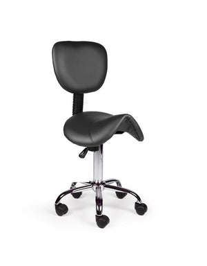 Ergonomische Zadelkruk met Rugleuning Zwart op Wielen