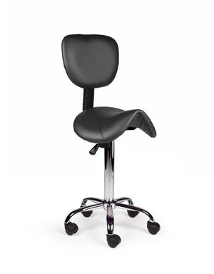Ergonomische Zadelkruk met Rugleuning Zwart op Wielen