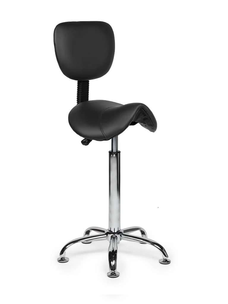 Ergonomische Zadelkruk met Rugleuning Zwart op Wielen