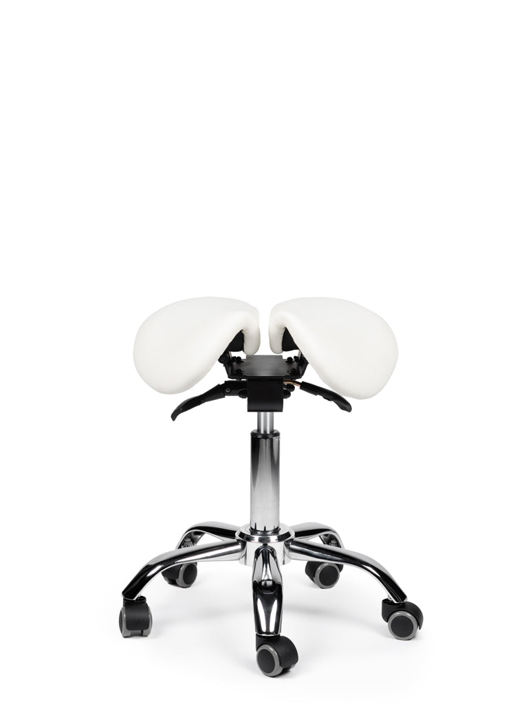 Kantelbare Zadelkruk Wit op Wielen – Ergonomisch Zitten