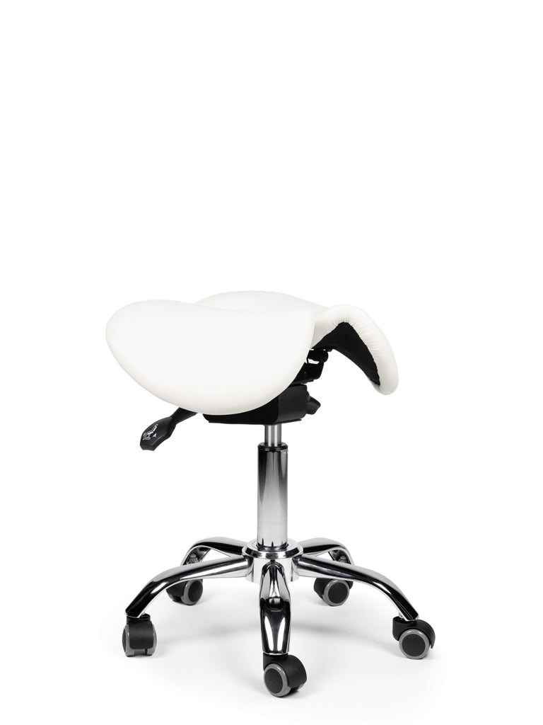 Kantelbare Zadelkruk Wit op Wielen – Ergonomisch Zitten