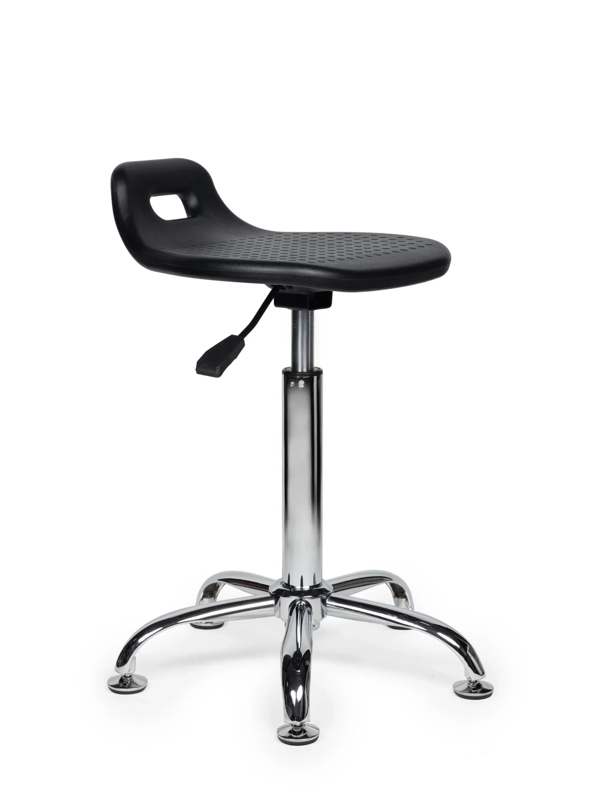 Ergonomische Stahulp Kruk Zwart op Glijdoppen