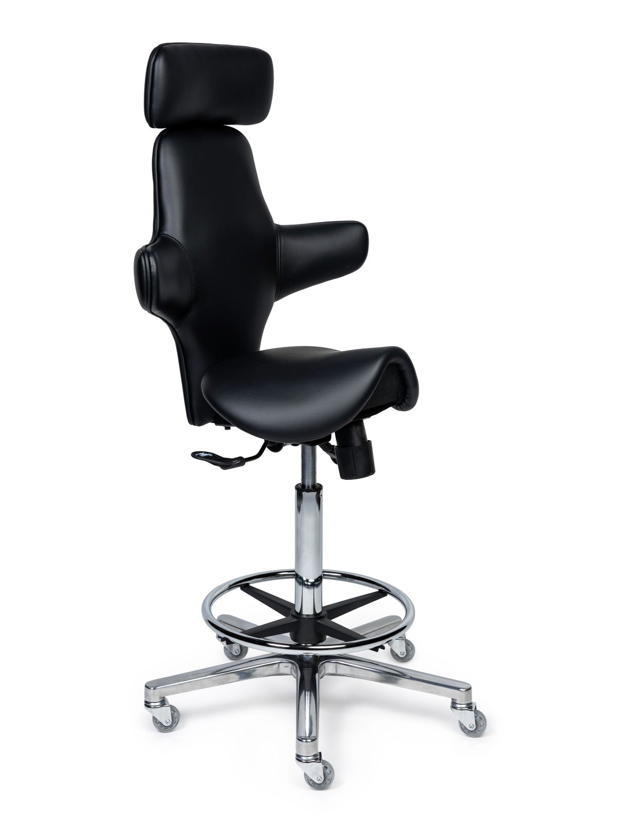 Luxe Ergonomische Zadelstoel Zwart op Wielen – met Rugleuning