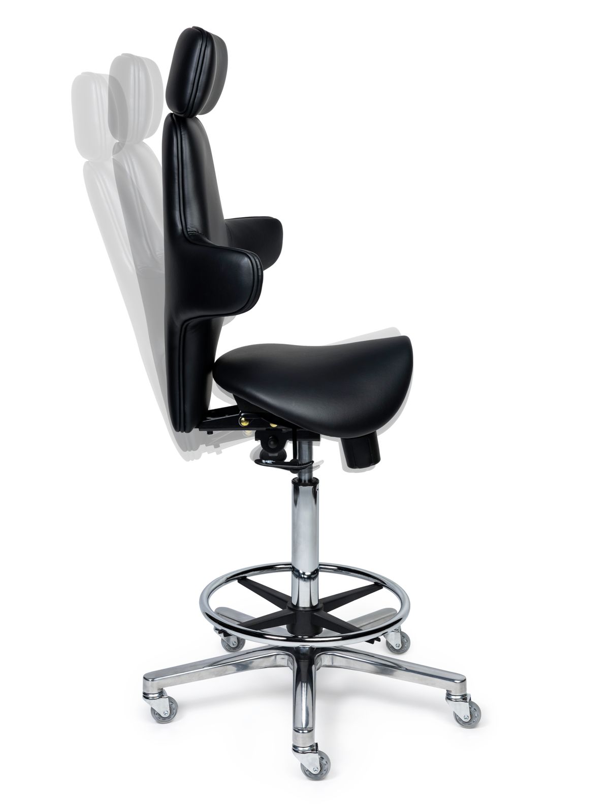 Luxe Ergonomische Zadelstoel Zwart op Wielen – met Rugleuning