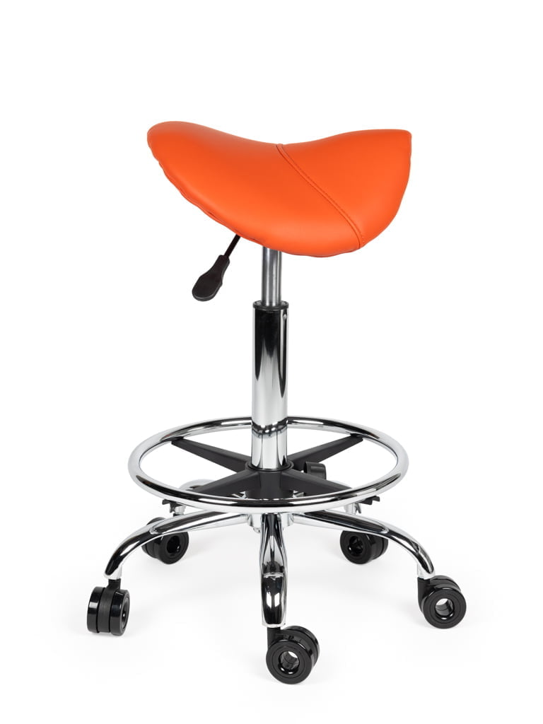 Ergonomische Kapperskruk Oranje op Wielen