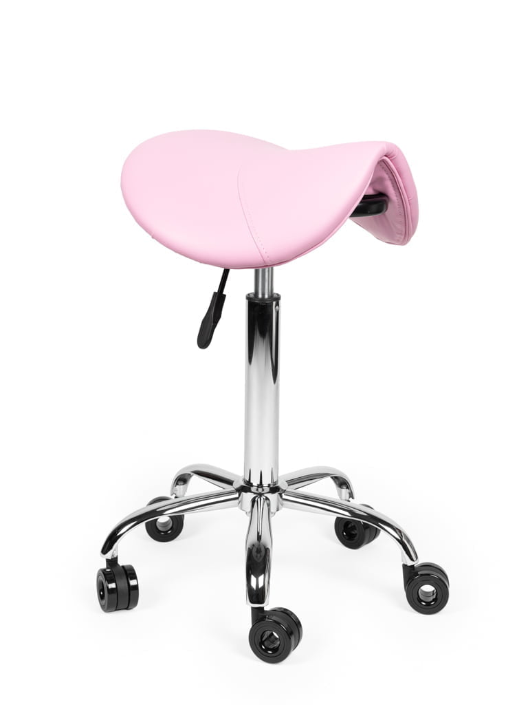 Ergonomische Kapperskruk Roze op Wielen
