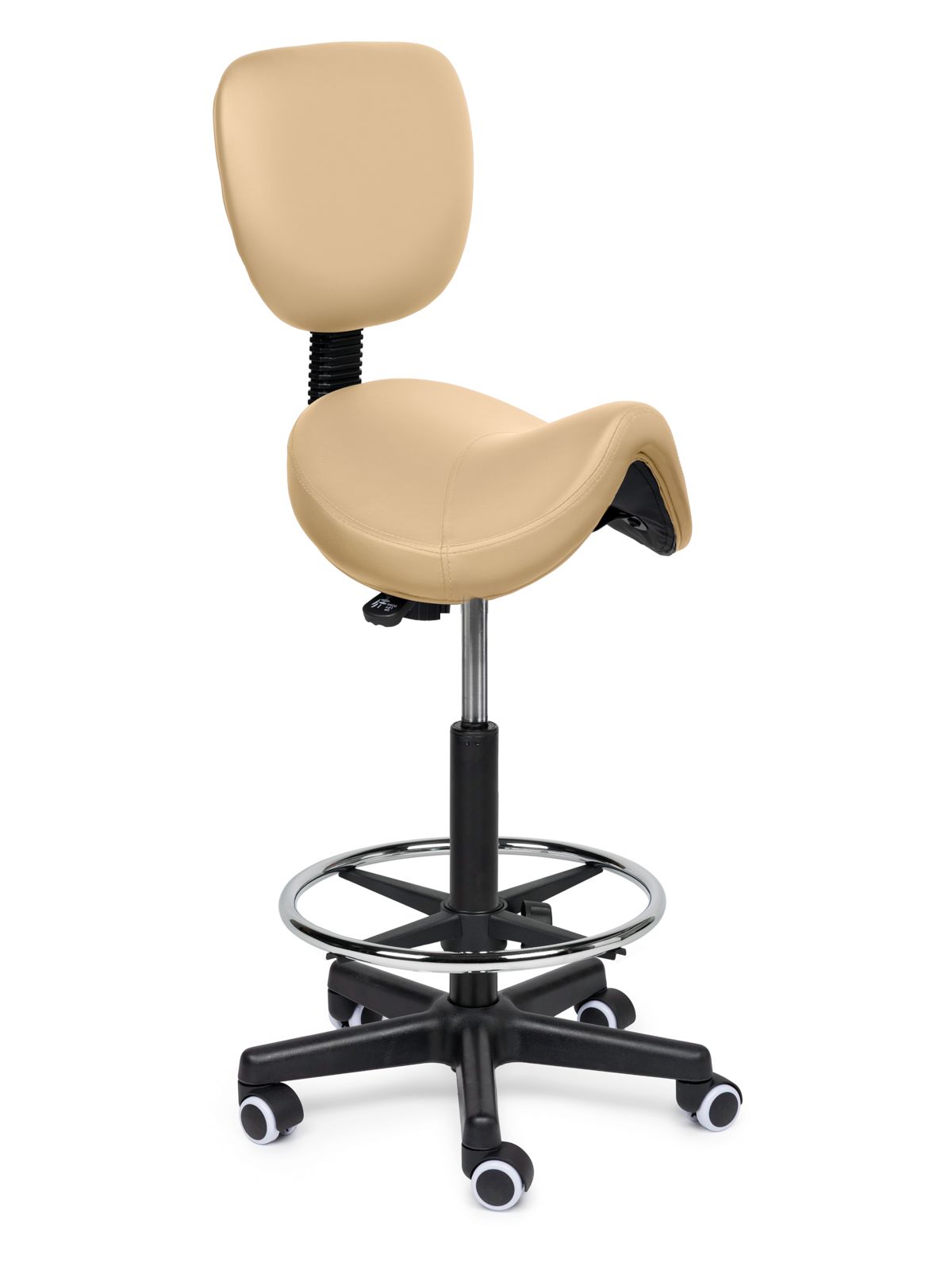 Zadelkruk met rugleuning Premium beige op wielen
