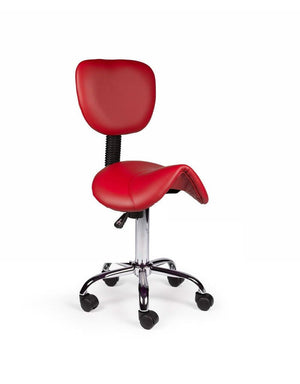 Ergonomische Zadelkruk met Rugleuning Rood op Wielen