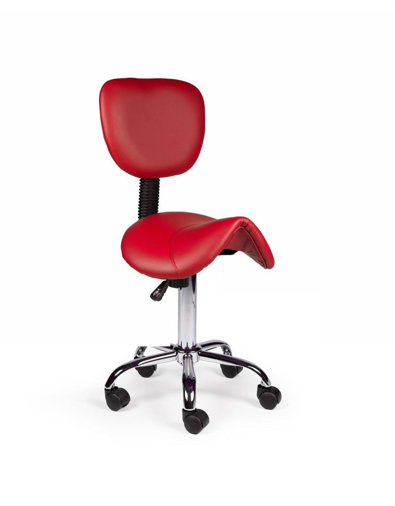 Ergonomische Zadelkruk met Rugleuning Rood op Wielen