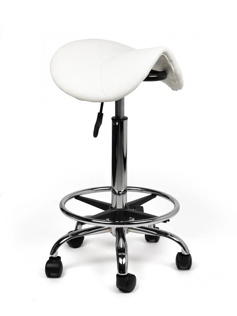 Ergonomische Zadelkruk Wit op Wielen