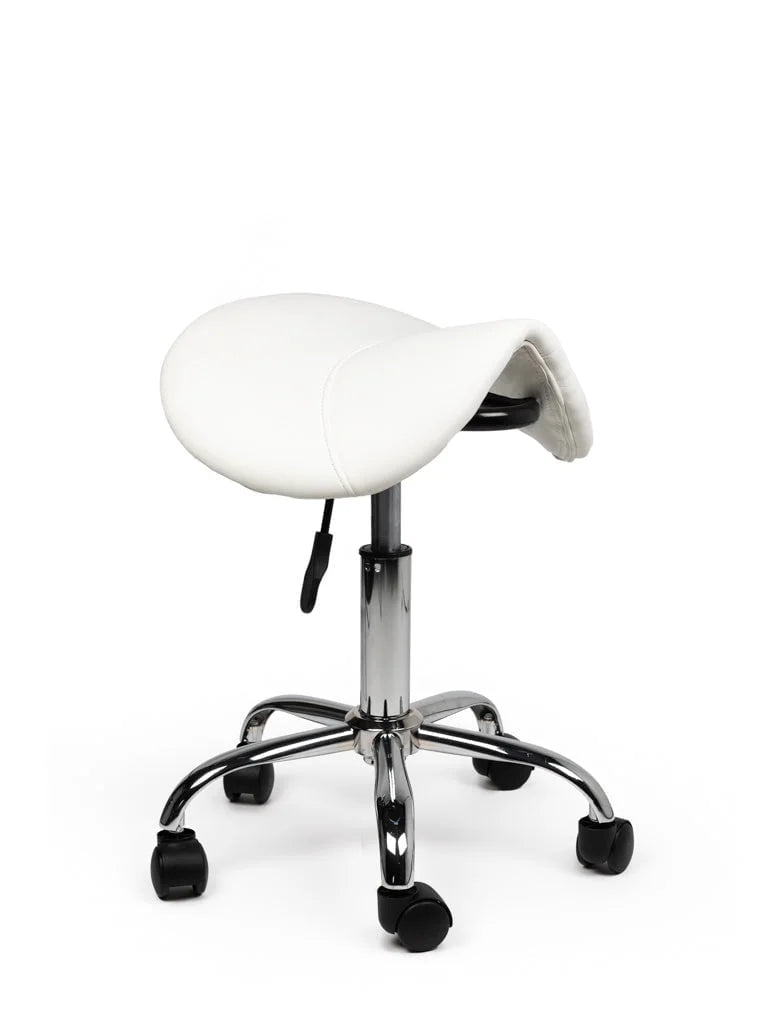 Ergonomische Zadelkruk Wit op Wielen
