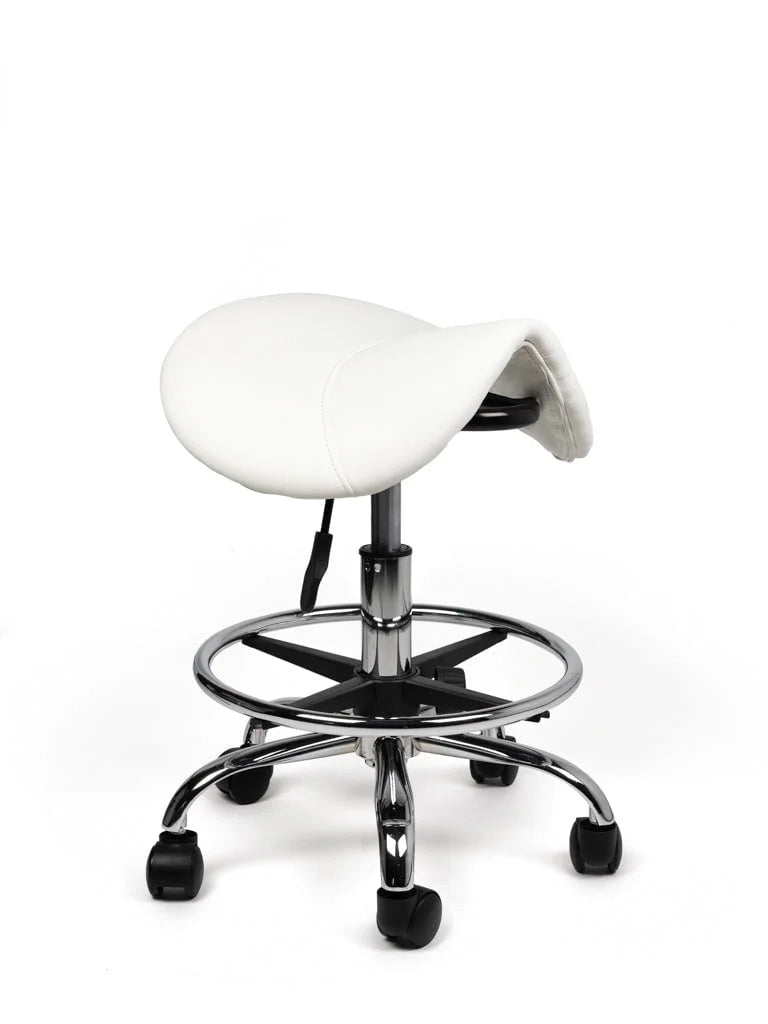 Ergonomische Zadelkruk Wit op Wielen